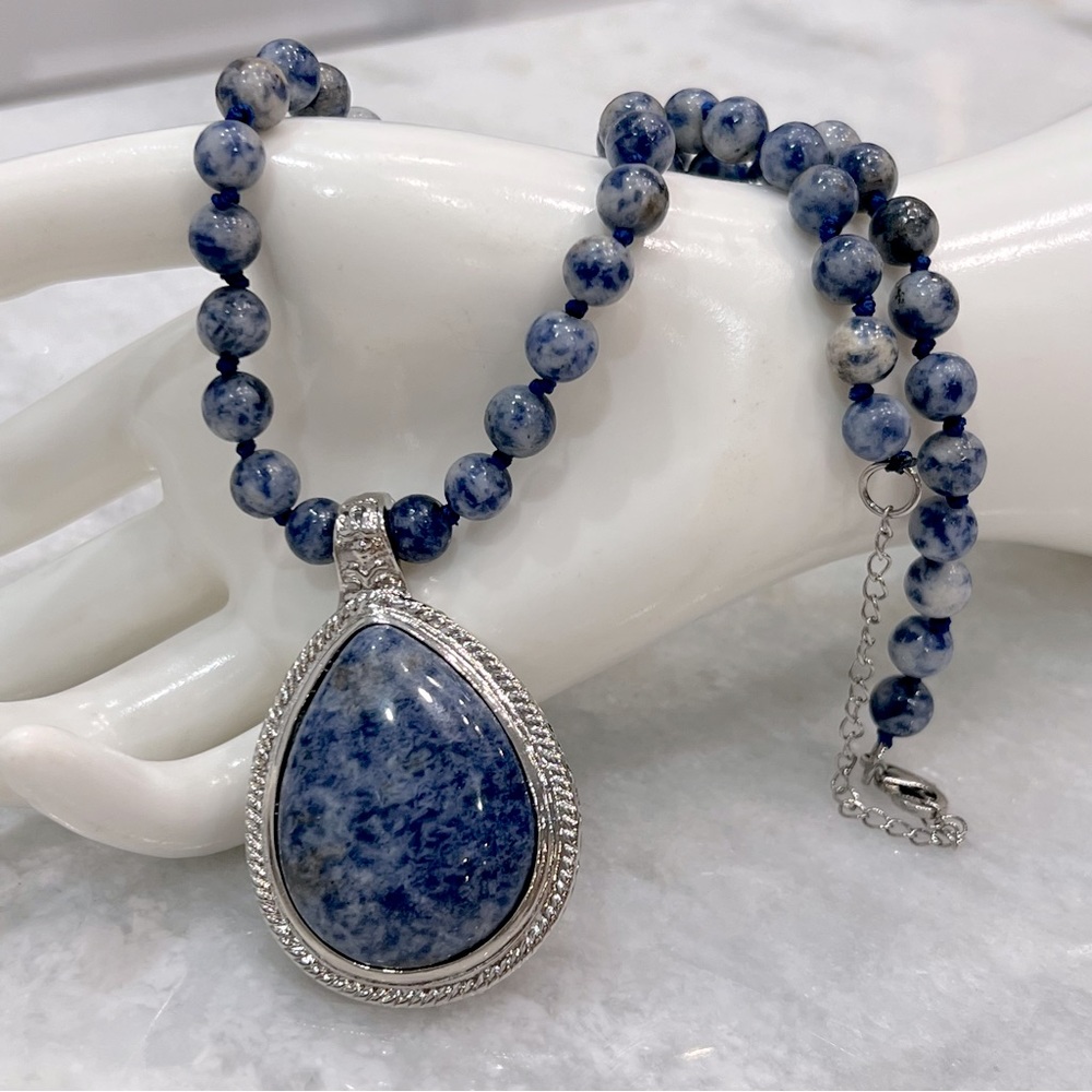 Blue Spot Jasper Pendant Necklace - Picture 2 of 9